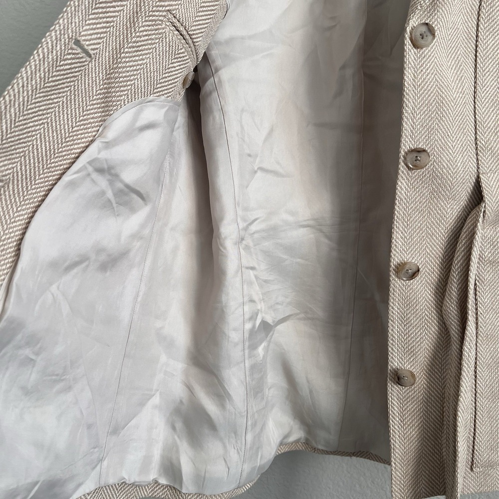 Banana Republic Women's Sz 6 Norfolk Linen Blend Jacket Coat Herringbone - Picture 8 of 10